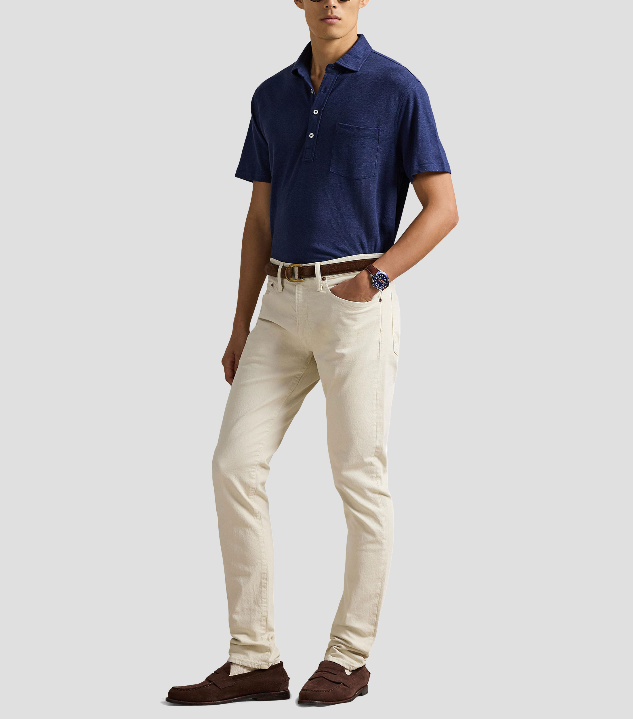 Playera tipo polo manga corta lisa Hombre